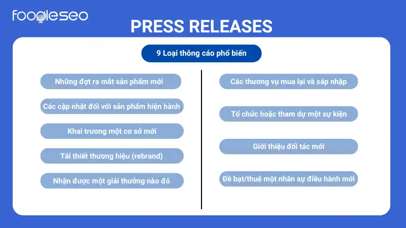 các loại thông cáo báo chí