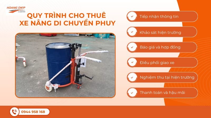 Quy trình cho thuê xe nâng di chuyển phuy