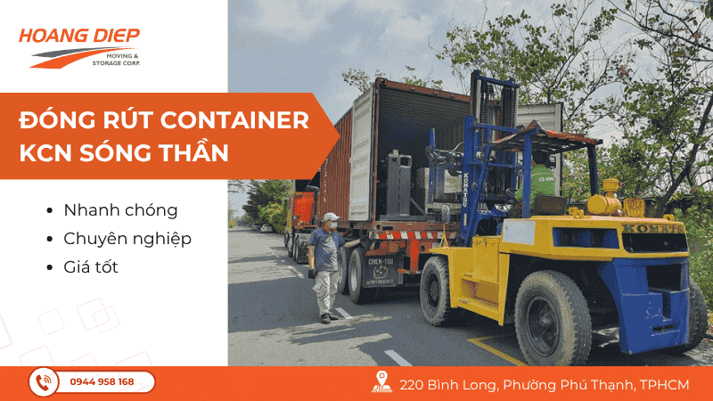 Dịch vụ đóng rút container tại KCN Sóng Thần