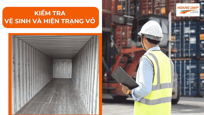 kiểm tra vệ sinh và hiện trạng vỏ container