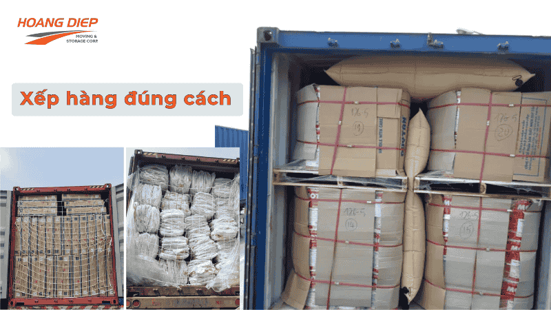 xếp hàng vào container đúng cách